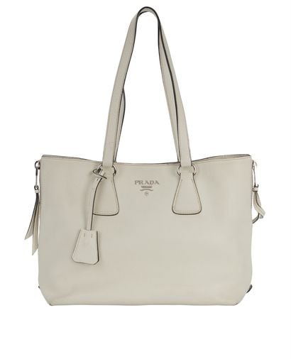 Expandable Tote Bag, &pound;400, Handbags, Cream, Leather, Front view